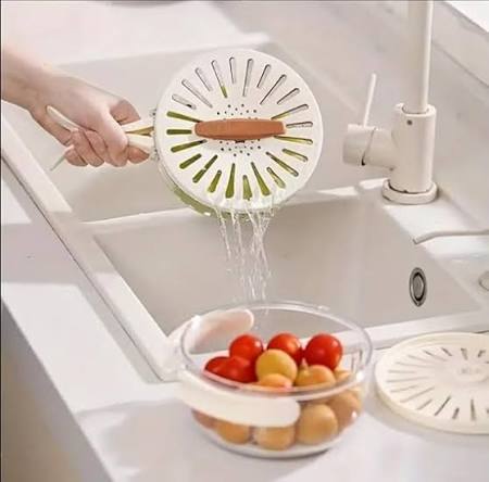 Portable Fruit & Vegetable Drain Basket with Lid | Washing, Draining & Storage Container