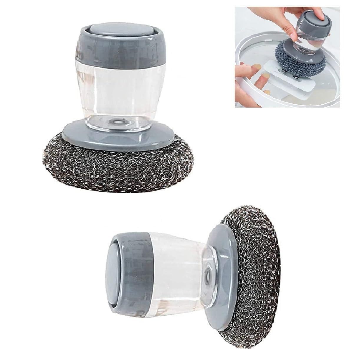 Soap Dispensing Scrubber Brush Set of 3 | Dishwashing & Kitchen Cleaning Brushes