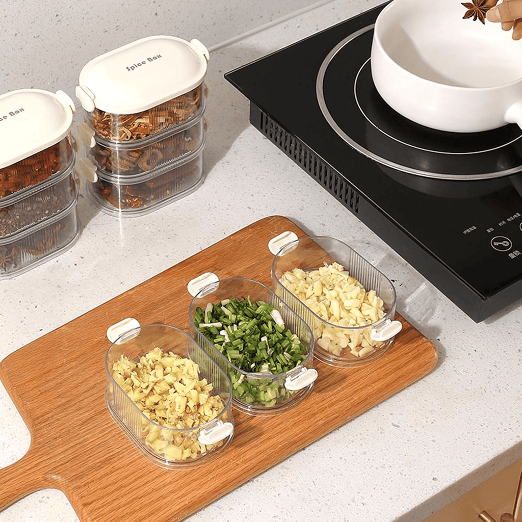 Multi-Layer Acrylic Spice Storage Box | Airtight Seasoning Organizer