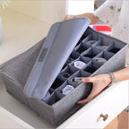 24-Grid Underwear & Sock Organizer | Clothes Storage Box with Lid