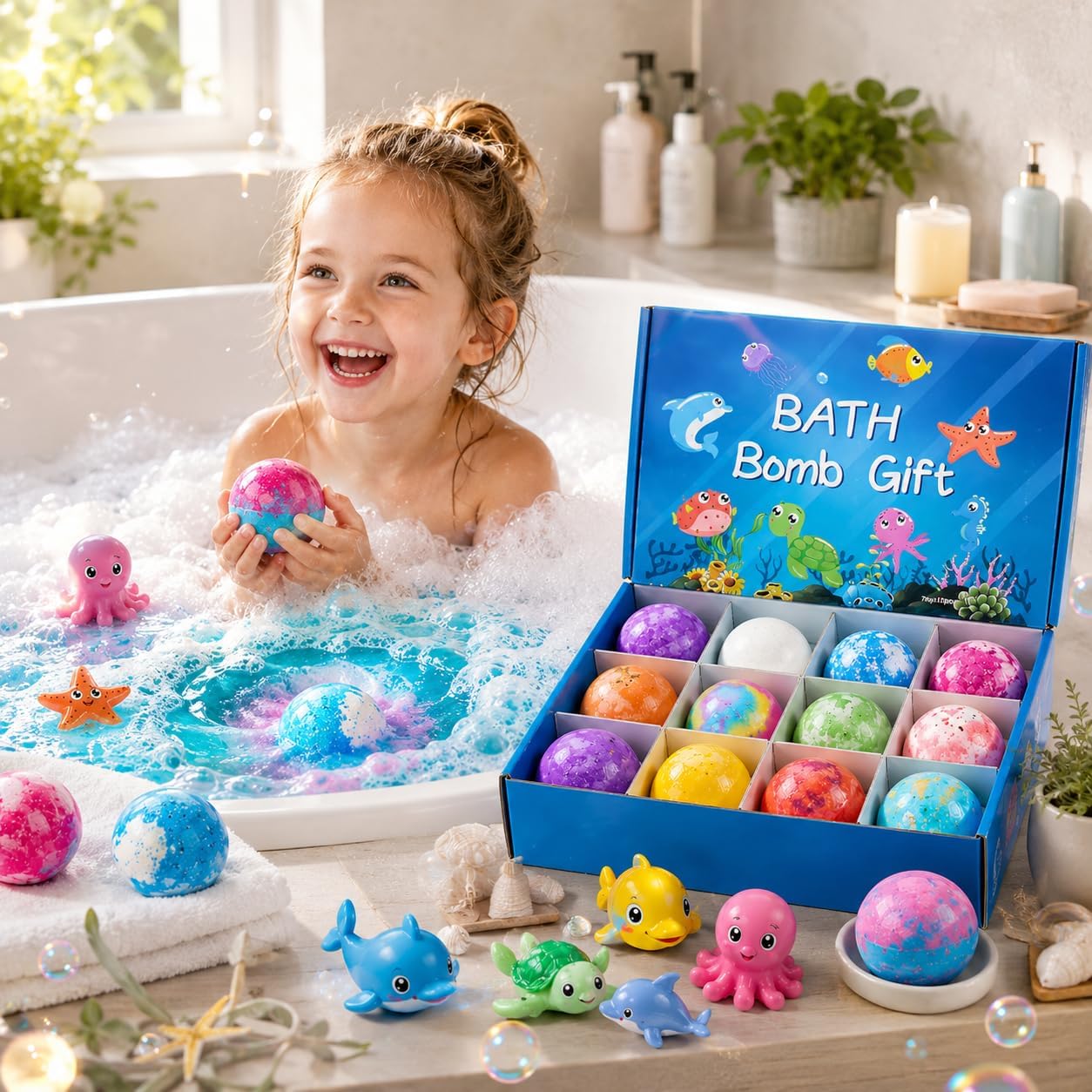 Kids Surprise Bath Bombs with Hidden Toy | Colorful Fizzing Bath Bomb for Children