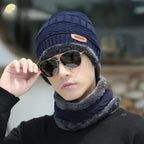 Wool Thermal Cap & Neck Warmer Set | Fleece Lined Winter Beanie & Mask