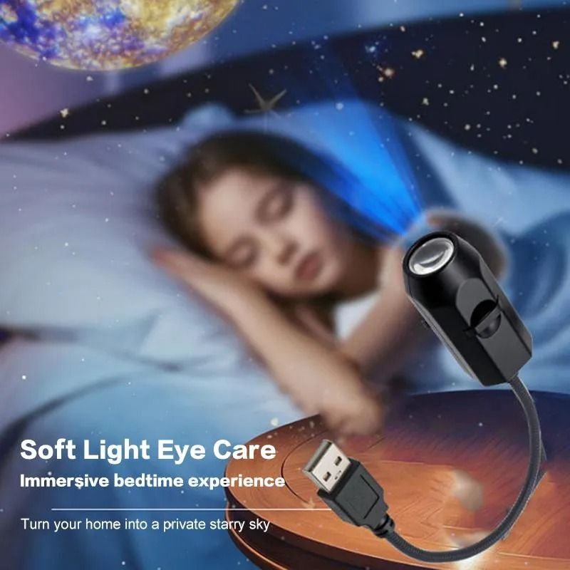 Moon & Earth Starry Sky Projector Lamp | USB Romantic Galaxy Night Light