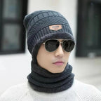 Wool Thermal Cap & Neck Warmer Set | Fleece Lined Winter Beanie & Mask