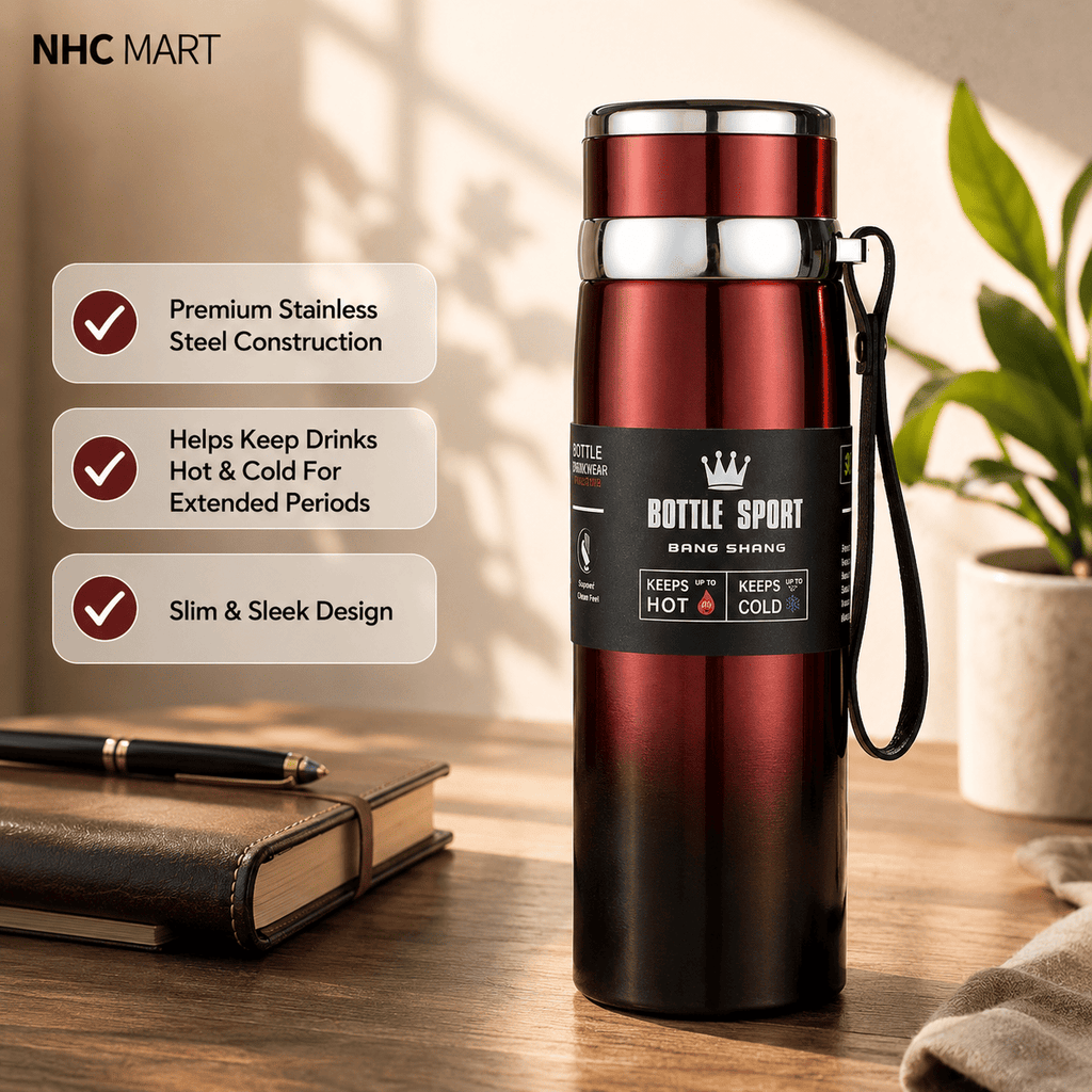 Slim Stainless Steel Water Bottle | Insulated Leakproof Hot & Cold Travel Bottle
