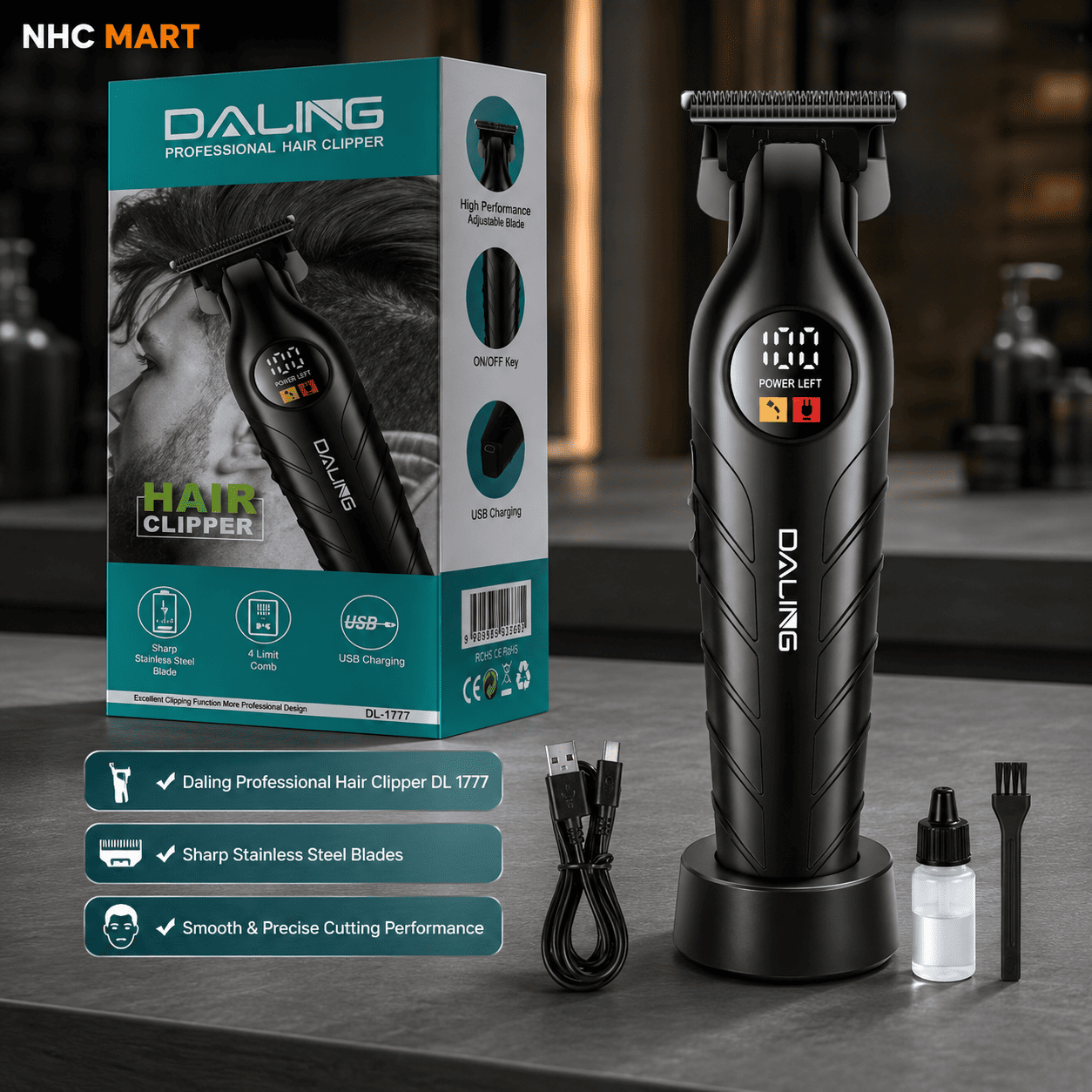 Daling DL 1777 Professional Hair Clipper | Stainless Steel Blades for Men’s Hair & Beard Trimming