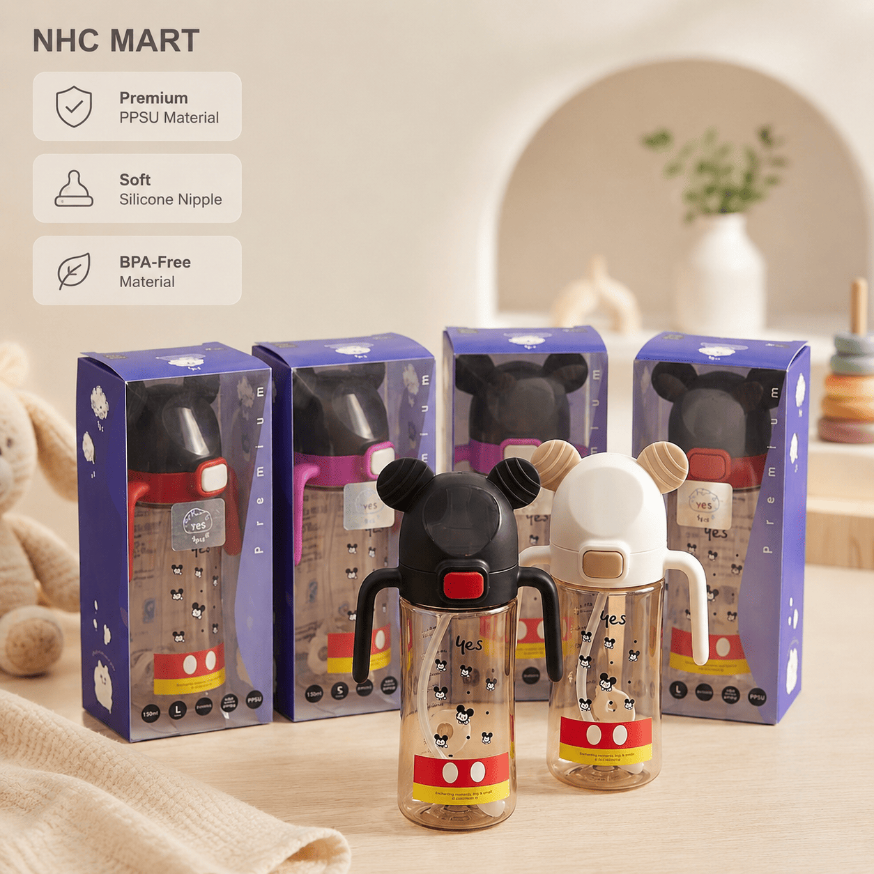 Premium 2-in-1 PPSU Baby Feeder Set | 240ml & 300ml Wide Neck Baby Bottles