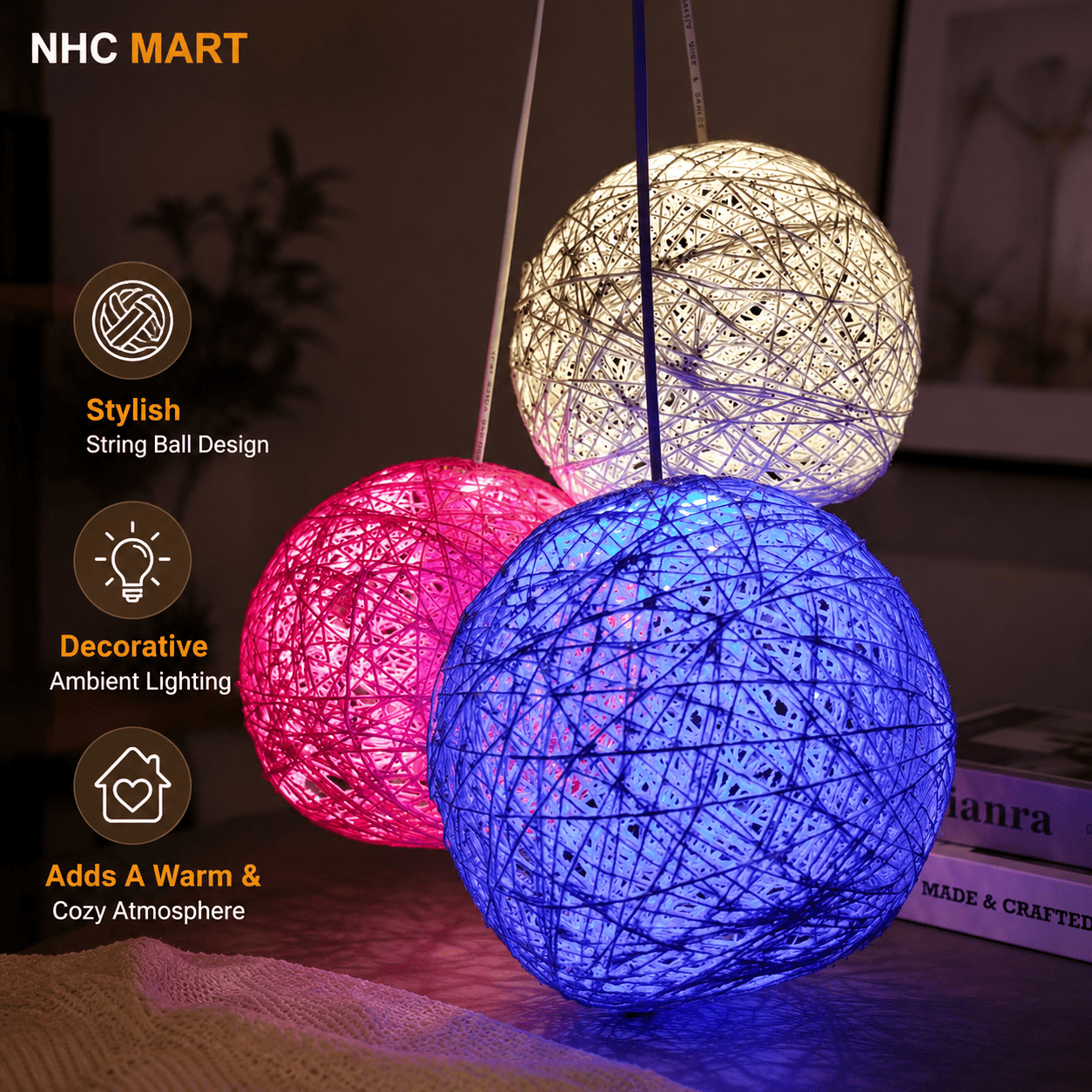 String Ball Decorative Lamp | Cozy Ambient Light for Bedroom & Home Decor