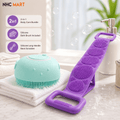 2-in-1 Silicone Bath Brush & Back Scrubber Set | Body Cleaning Bundle