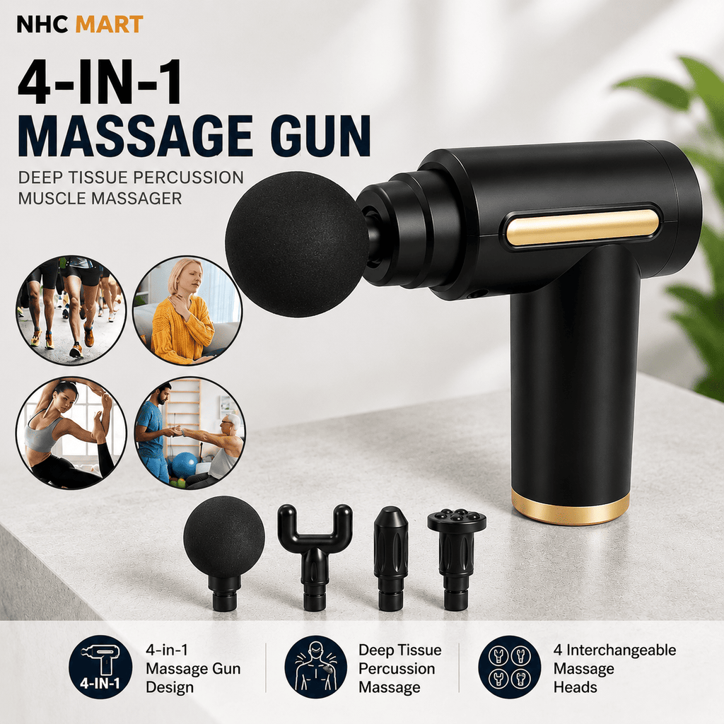 4-in-1 Massage Gun | Deep Tissue Percussion Muscle Massager