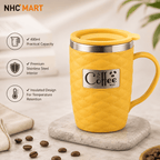 400ml Stainless Steel Coffee Mug with Lid | Insulated Travel Cup with Handle