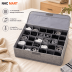 24-Grid Underwear & Sock Organizer | Clothes Storage Box with Lid