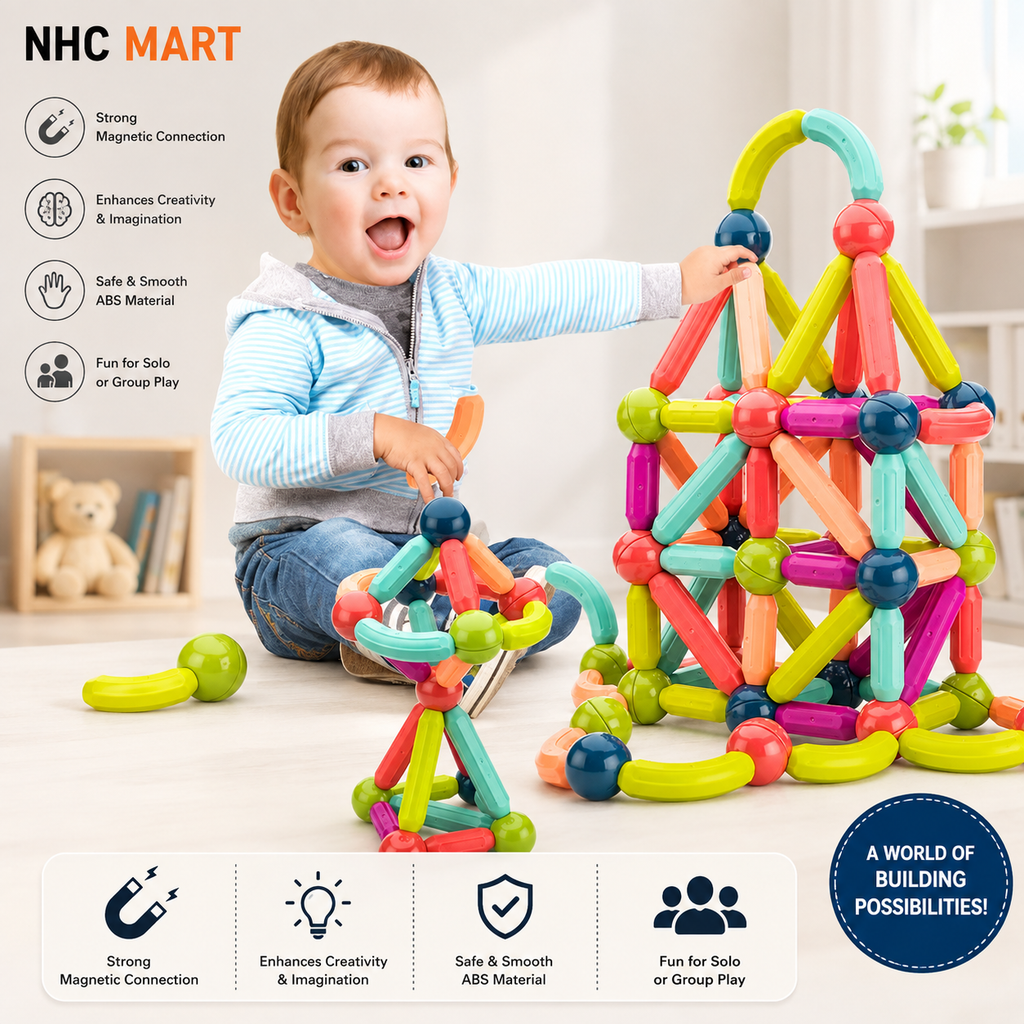 25-Piece Magnetic Building Blocks Set for Kids | Educational Magnetic Balls & Rods