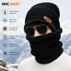 Wool Thermal Cap & Neck Warmer Set | Fleece Lined Winter Beanie & Mask