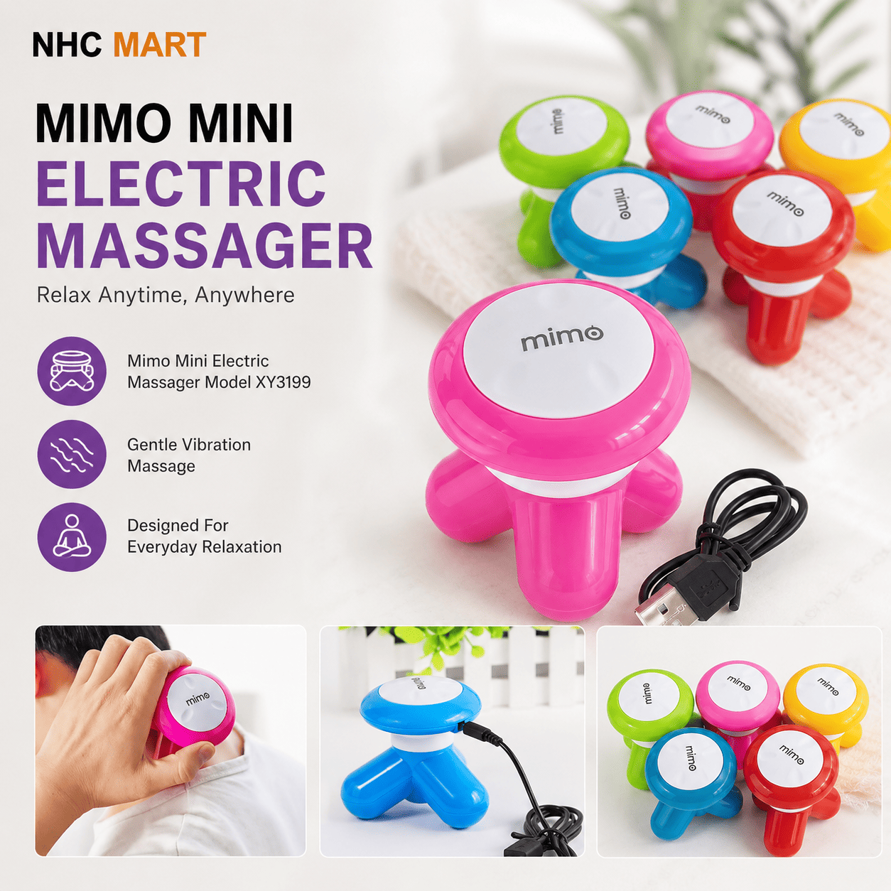 Mimo Mini Electric Massager XY3199 | Portable Handheld Body Massager