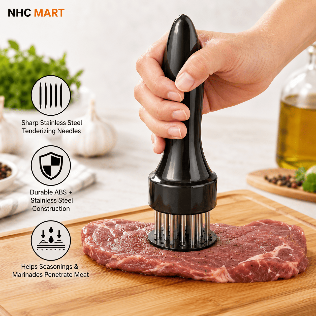Stainless Steel Meat Tenderizer – Manual Meat Needle Tenderizer Tool