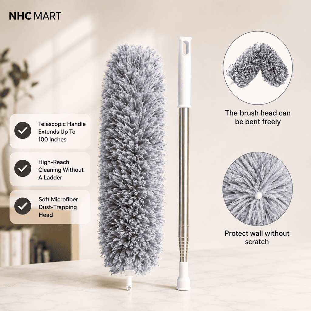 Extendable Microfiber Duster – Long Handle Ceiling Fan & High Reach Cleaner