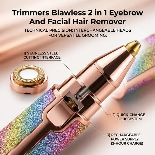 2-in-1 Eyebrow & Facial Hair Remover | Rechargeable Beauty Trimmer