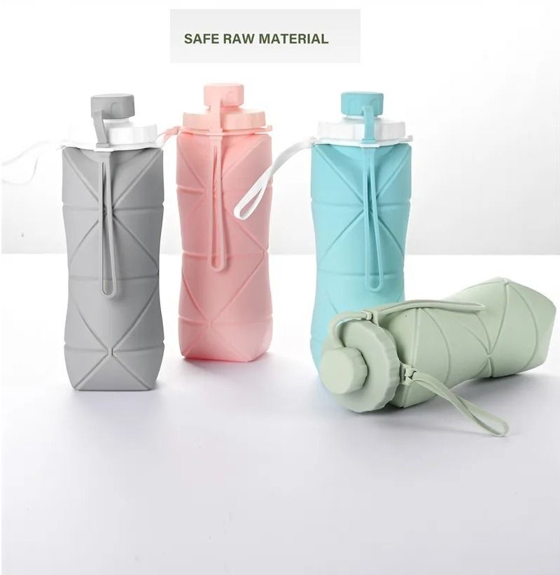 600ml Foldable Silicone Water Bottle | Collapsible Travel & Gym Bottle