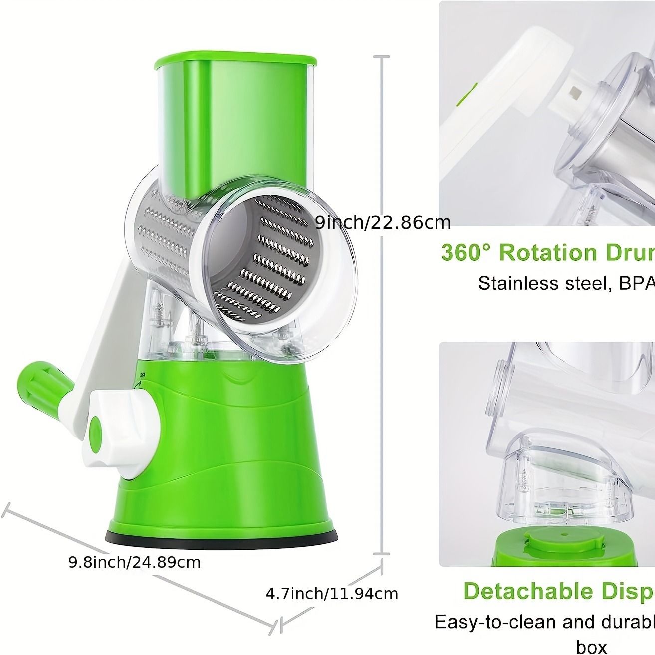 Manual 3-in-1 Vegetable Cutter & Drum Grater | Slicer, Chopper & Shredder Kitchen Tool