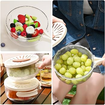 Portable Fruit & Vegetable Drain Basket with Lid | Washing, Draining & Storage Container