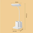 LED Rechargeable Study Table Lamp – Dimmable Eye Protection Reading Light with Pen Holder (QP-2209B)