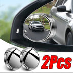 Pack of 2 round wide-angle blind spot mirrors with black metal body for car side mirrors