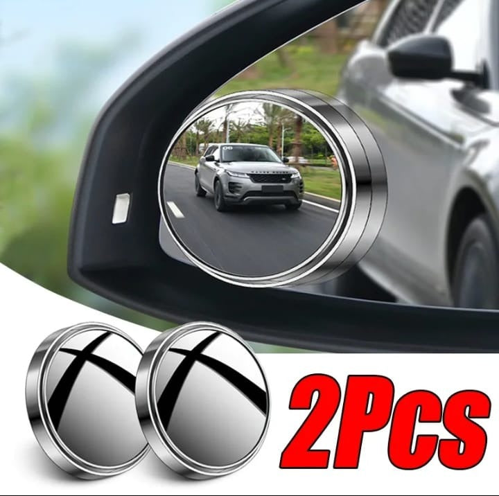 Pack of 2 round wide-angle blind spot mirrors with black metal body for car side mirrors