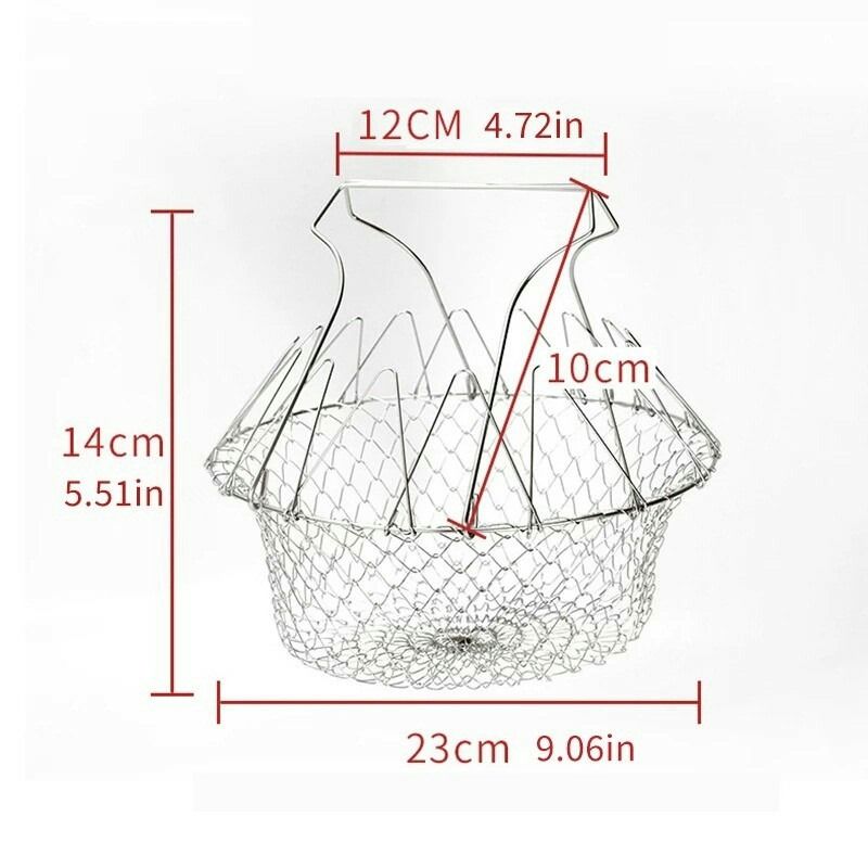 Fishing net with dimensions labeled on a white background