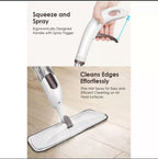 Magic spray flat mop with refillable spray bottle and microfiber pad for cleaning tile, marble, wooden, and laminate floors