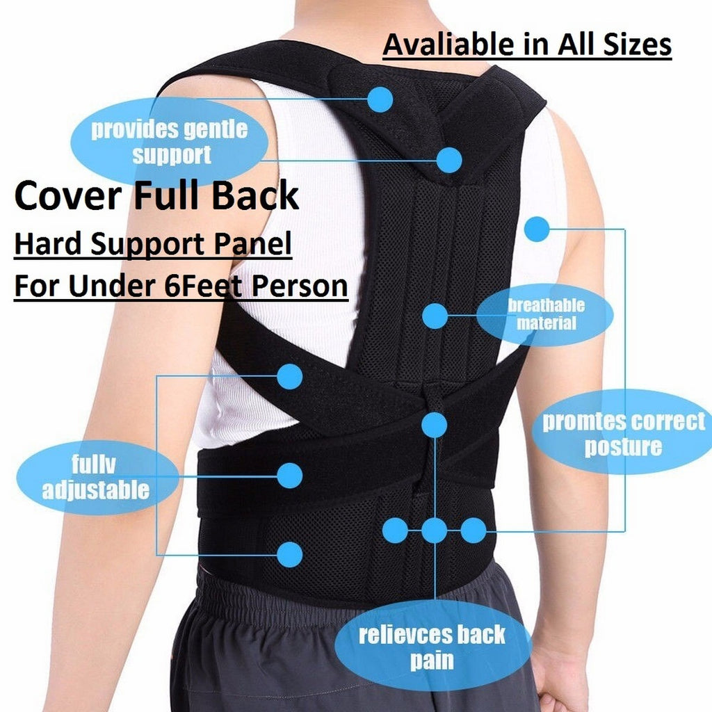 Adjustable breathable posture corrector back support belt with reinforced spine support available in Medium, Large, XL, XXL, and XXXL sizes