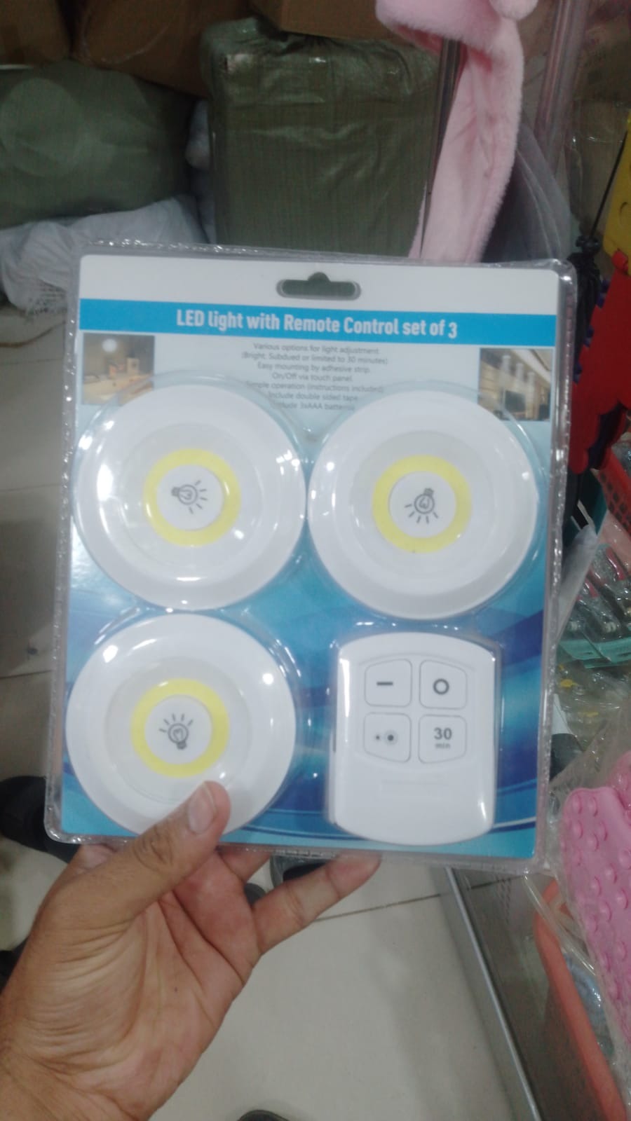 Pack of 3 LED Remote Control Tap Lights