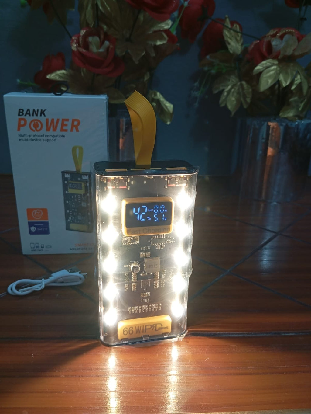 Transparent 20000mAh Fast Charging Power Bank with Digital Display