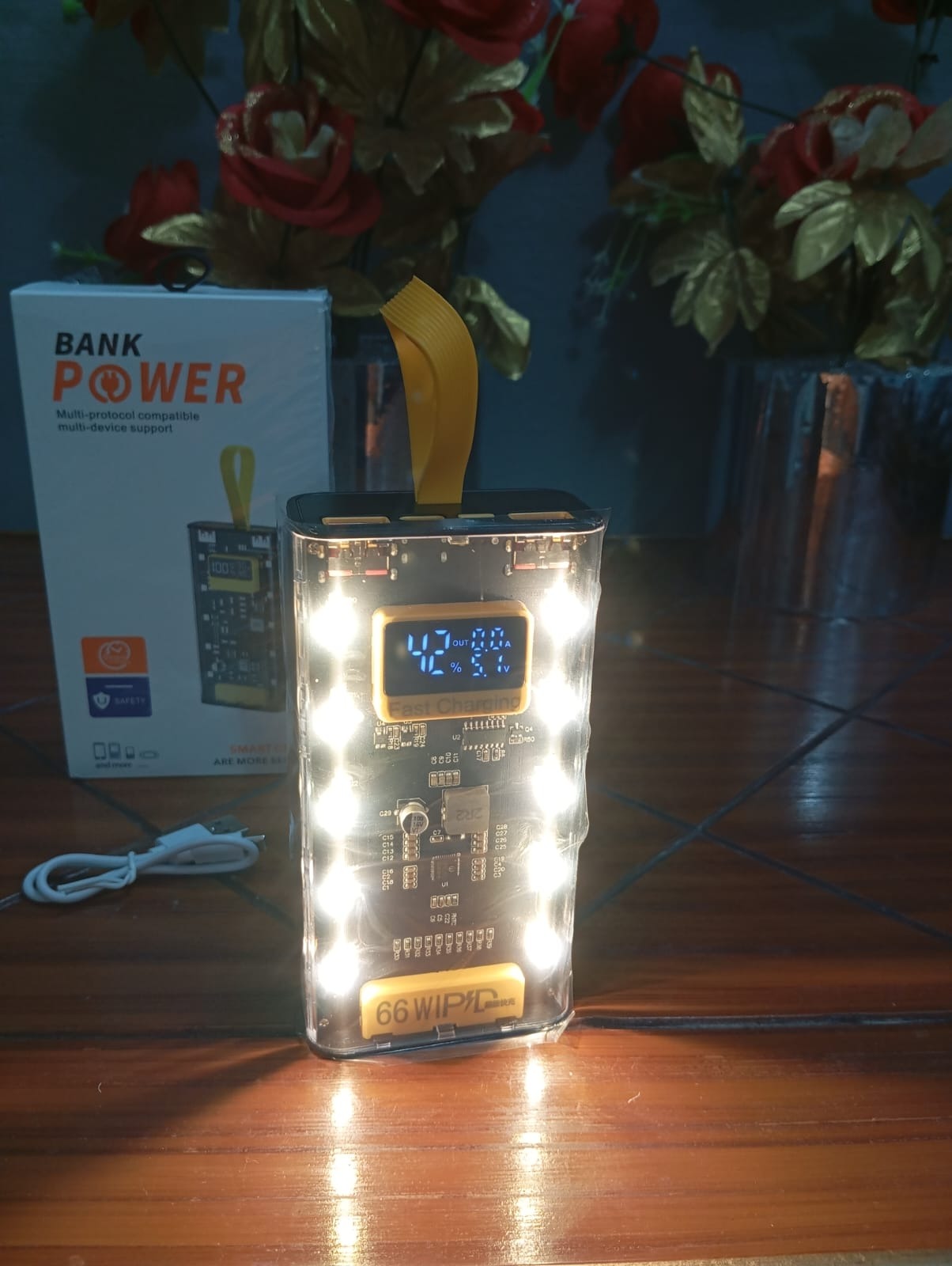 Transparent 20000mAh Fast Charging Power Bank with Digital Display