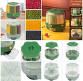 7KG rotatable airtight rice storage container with multi-compartment grain dispenser for rice, cereals, beans, lentils, and dry food storage