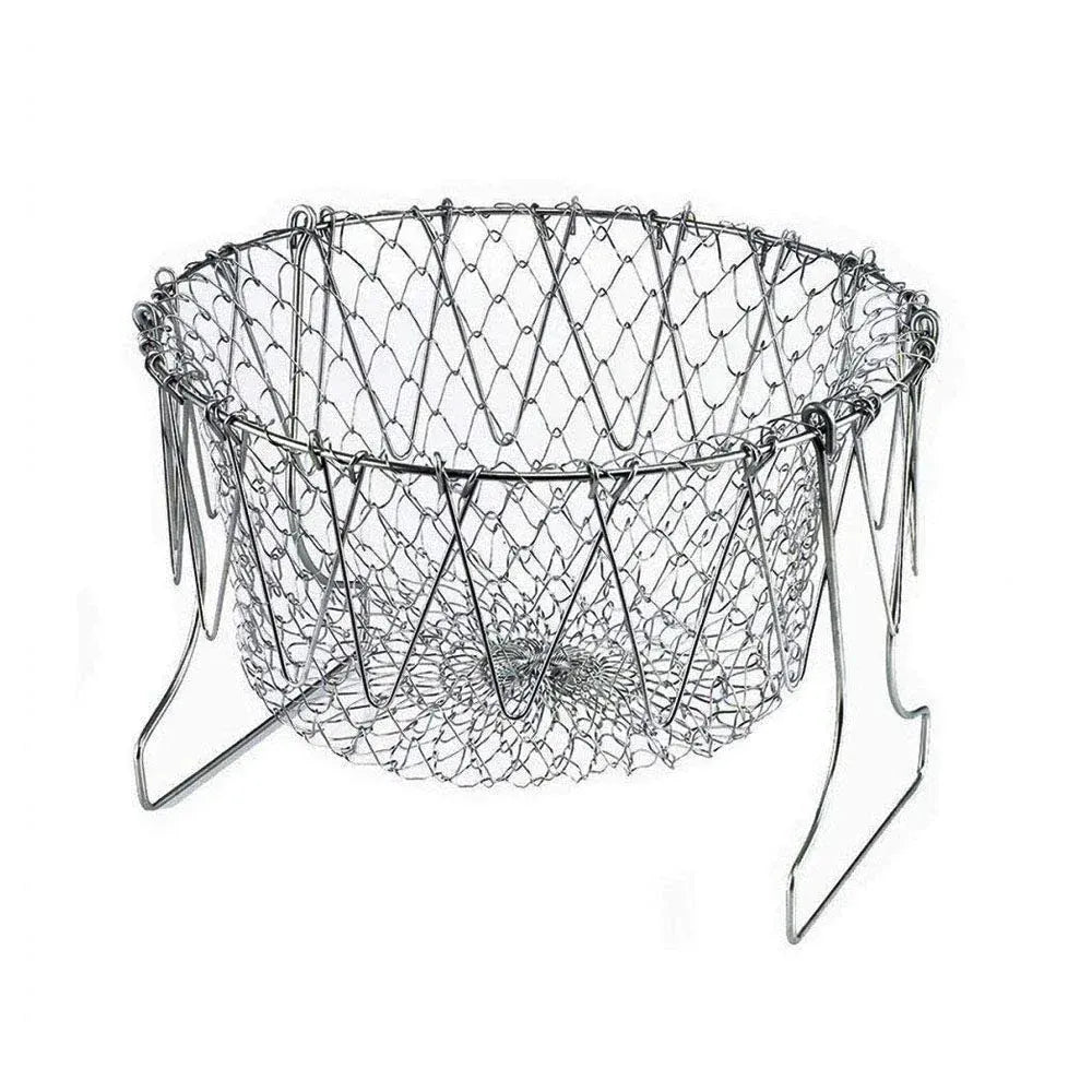 Metal wire basket on a white background