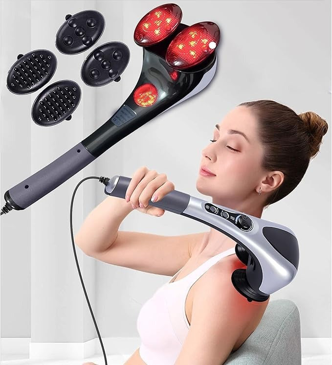 Blue Idea Full Body Handheld Double Head Electric Massager with Infrared Heat Technology for Neck, Back, Shoulders, Legs and Full Body Relaxation