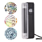 Portable handheld UV blacklight money detector for checking counterfeit banknotes, passports, ID cards, and security documents
