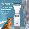 Rechargeable electric pet grooming comb for dogs and cats to remove loose hair, fleas, lice, and dirt