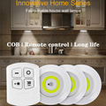 Pack of 3 wireless battery-operated LED tap lights with remote control and self-adhesive installation for cabinets, wardrobes, kitchens, and closets