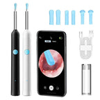 Two electronic devices, a smartphone displaying an endoscopic view, and additional components on a white background.