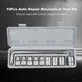 Professional heavy-duty 9-piece socket wrench set with 1/2-inch drive metric sockets and L-shaped wrench in a portable storage case