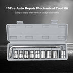 Professional heavy-duty 9-piece socket wrench set with 1/2-inch drive metric sockets and L-shaped wrench in a portable storage case