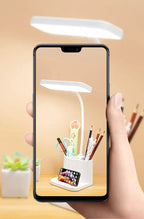 LED Rechargeable Study Table Lamp – Dimmable Eye Protection Reading Light with Pen Holder (QP-2209B)