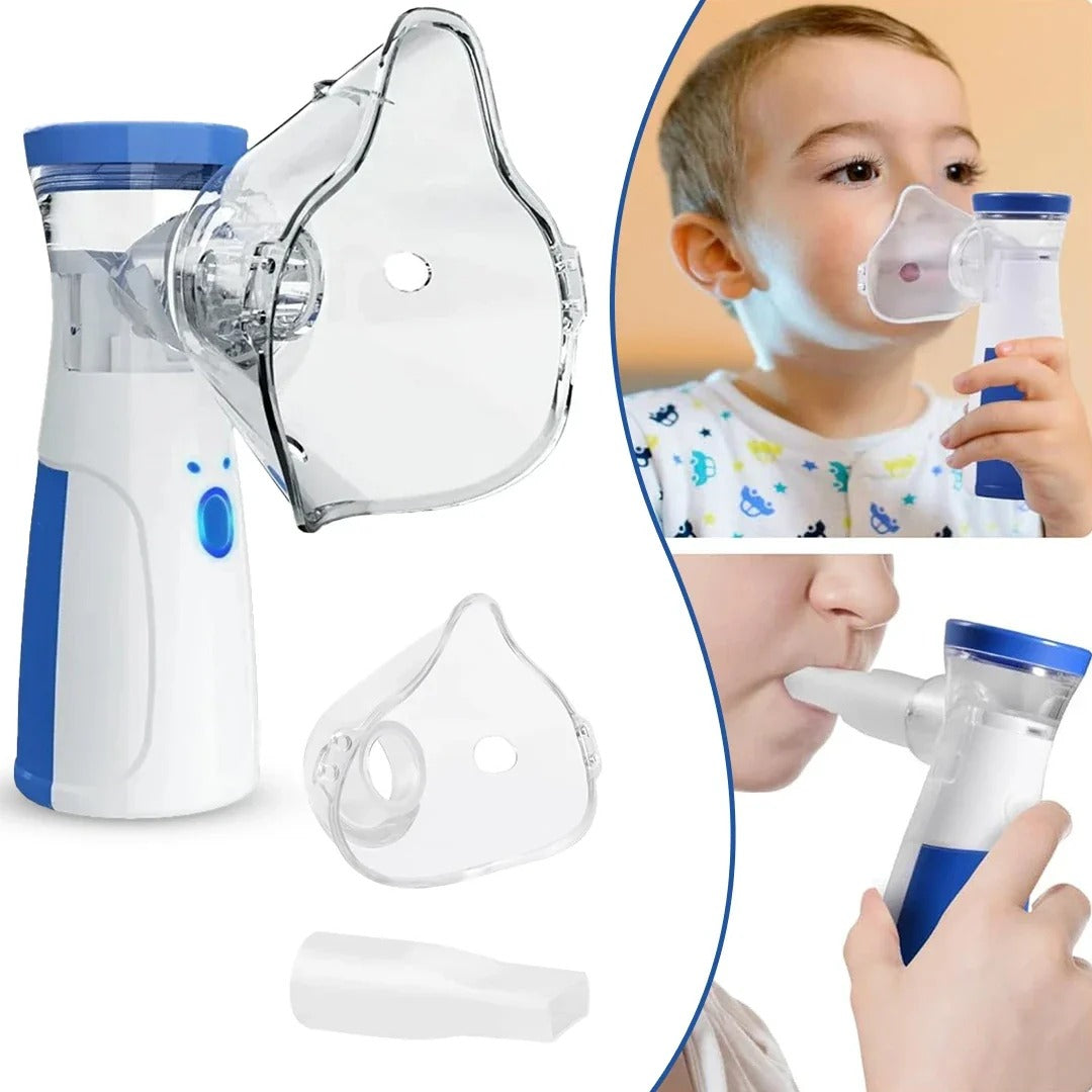 Portable mesh nebulizer with USB and battery operation including adult and kids masks for home and travel use