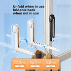 Foldable clothesline with measurements on a blue background
