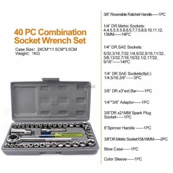 Aiwa 40-Piece Socket Wrench Tool Kit