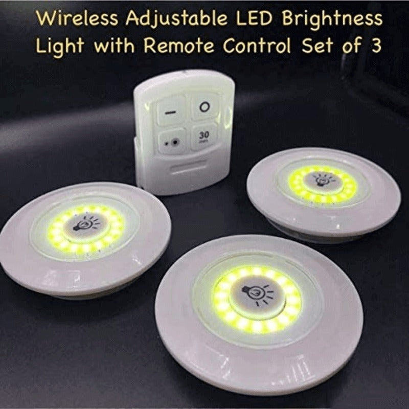 Pack of 3 LED Remote Control Tap Lights