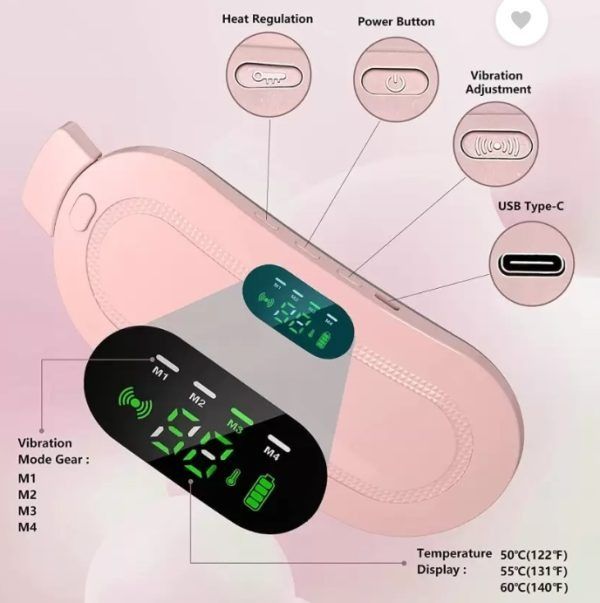 Pink electronic device with digital display and control buttons on a light pink background