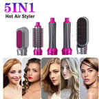 5-in-1 electric hair dryer brush with detachable styling attachments for drying, straightening, curling, and volumizing hair